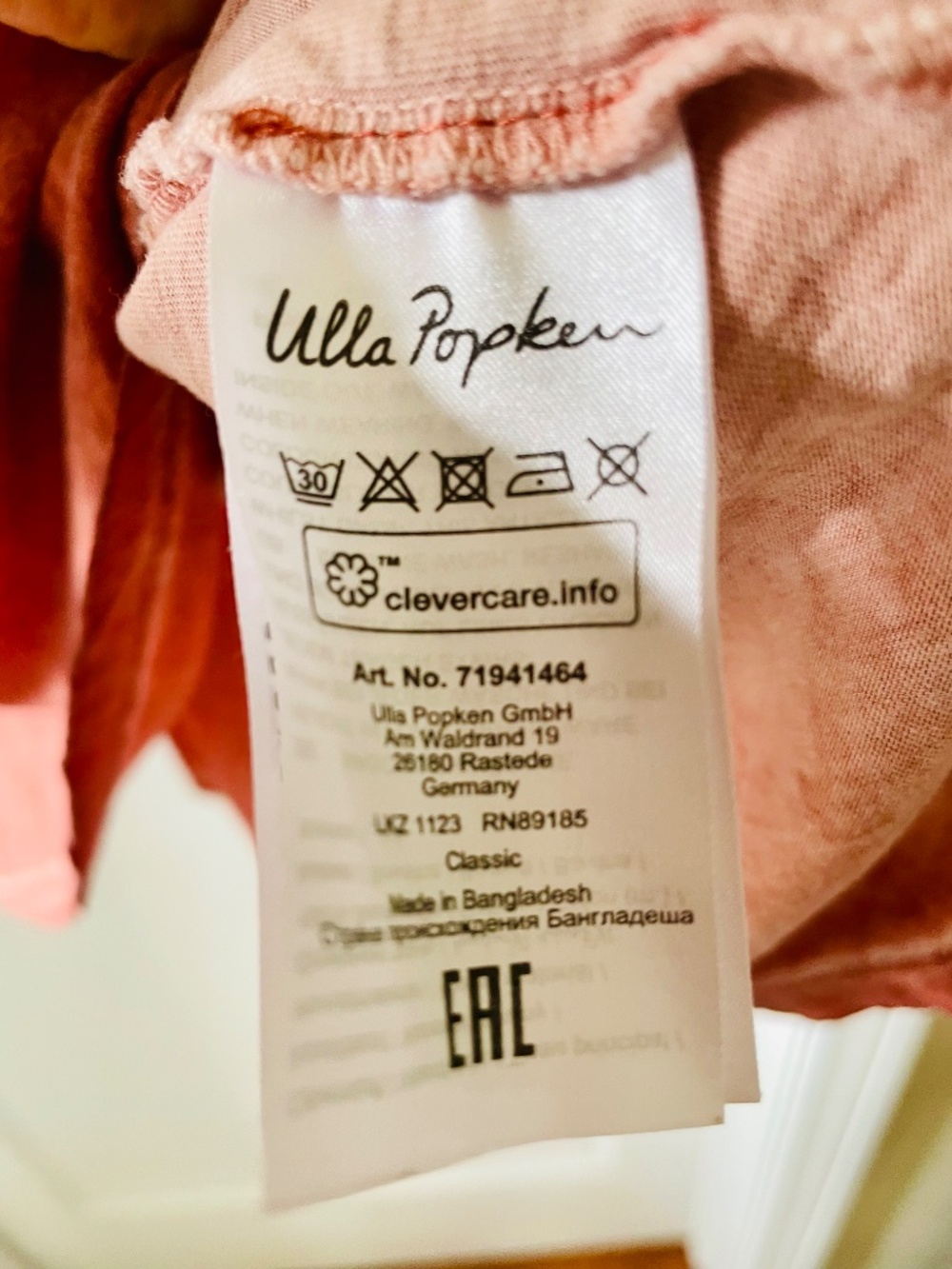 Ulla Popken Rust Pink Floral 3/4 Sleeve Tee Top Plus Size 28/30 Sequin Rose Boho - Picture 7 of 9